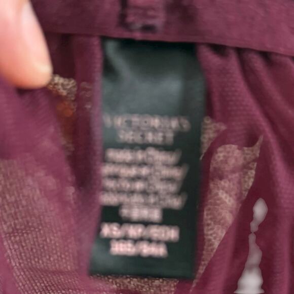 Victoria’s Secret Burgundy Sheer Lace Babydoll Lingerie Size XS - Picture 4 of 4